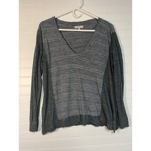 Madewell Women’s Long Sleeve Oversized V Neck Shirt - S - Colorblock Black/Gray